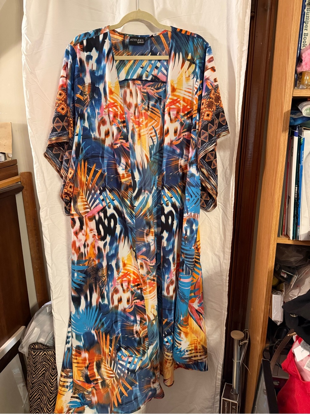 Attitudes by Renee Multicolor Tropical Maxi Kimono